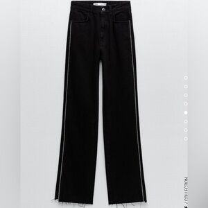 Zara Straight Rhinestone Trim Jeans NWT